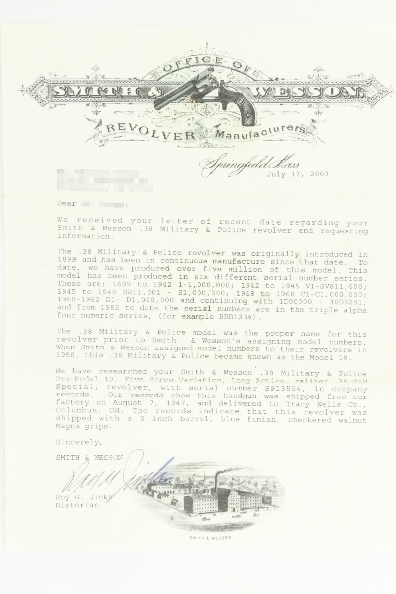 SOLD - Mint, Boxed Smith & Wesson .38 M&P Revolver - With Factory Letter - Image 19