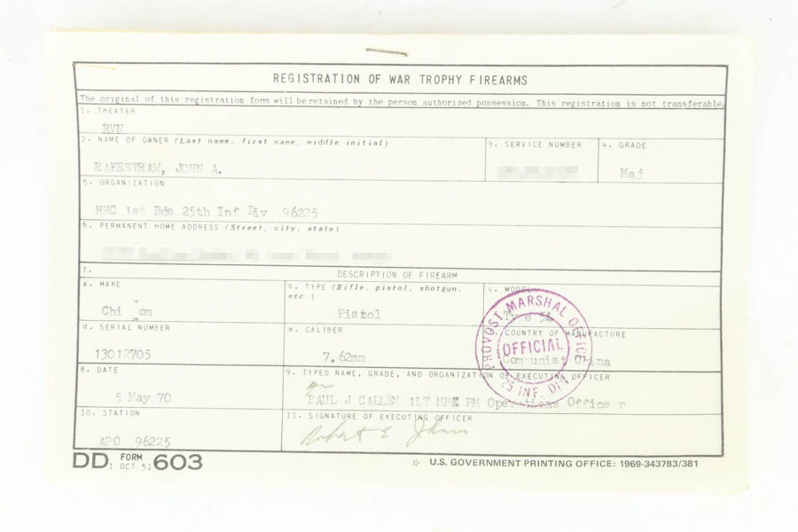 SOLD - 1966 Vietnam-Era Chicom Tokarev Type 54 Rig - With Capture Docs - Image 17